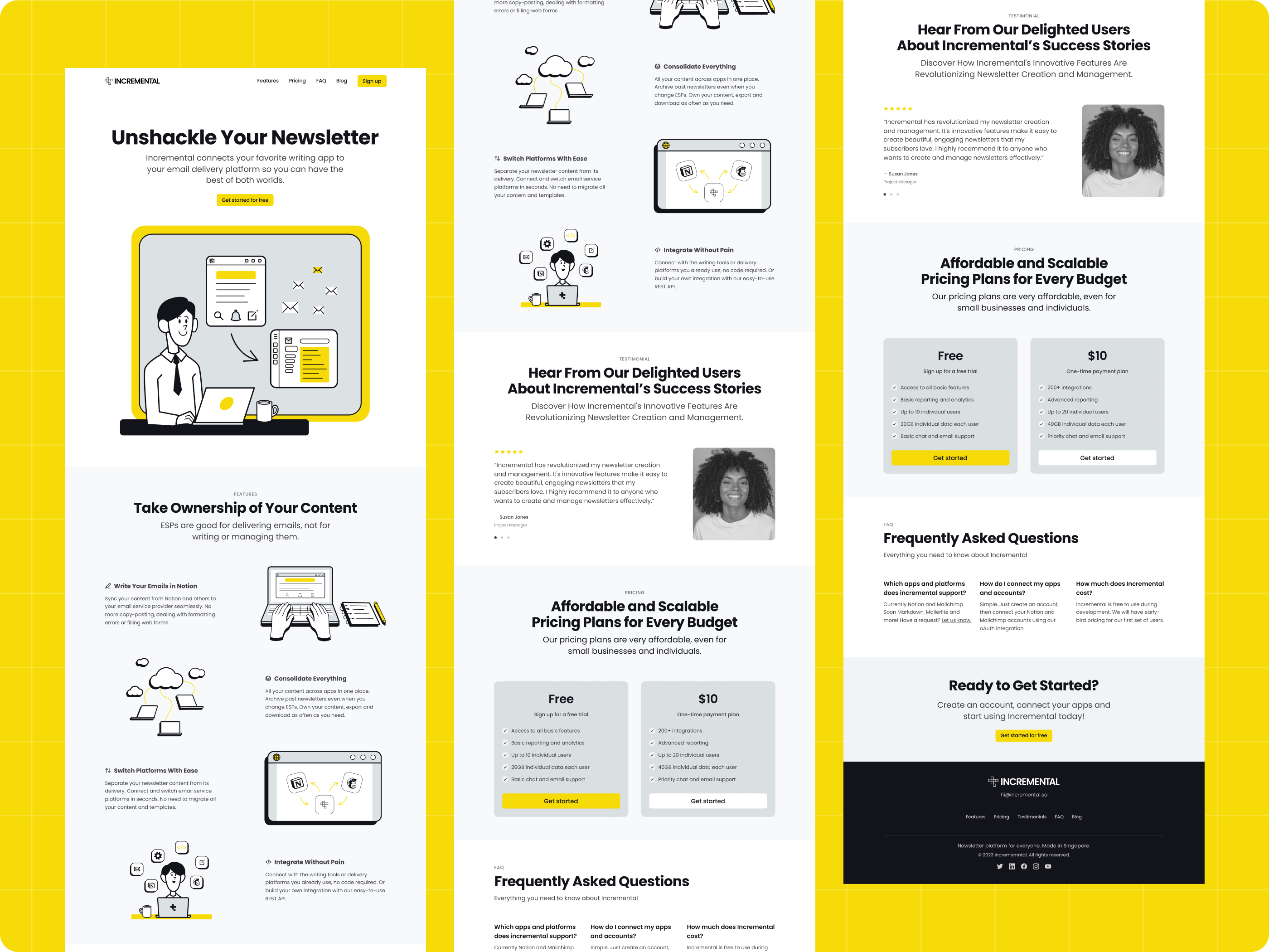 Incremental homepage — web, pricing and FAQ
