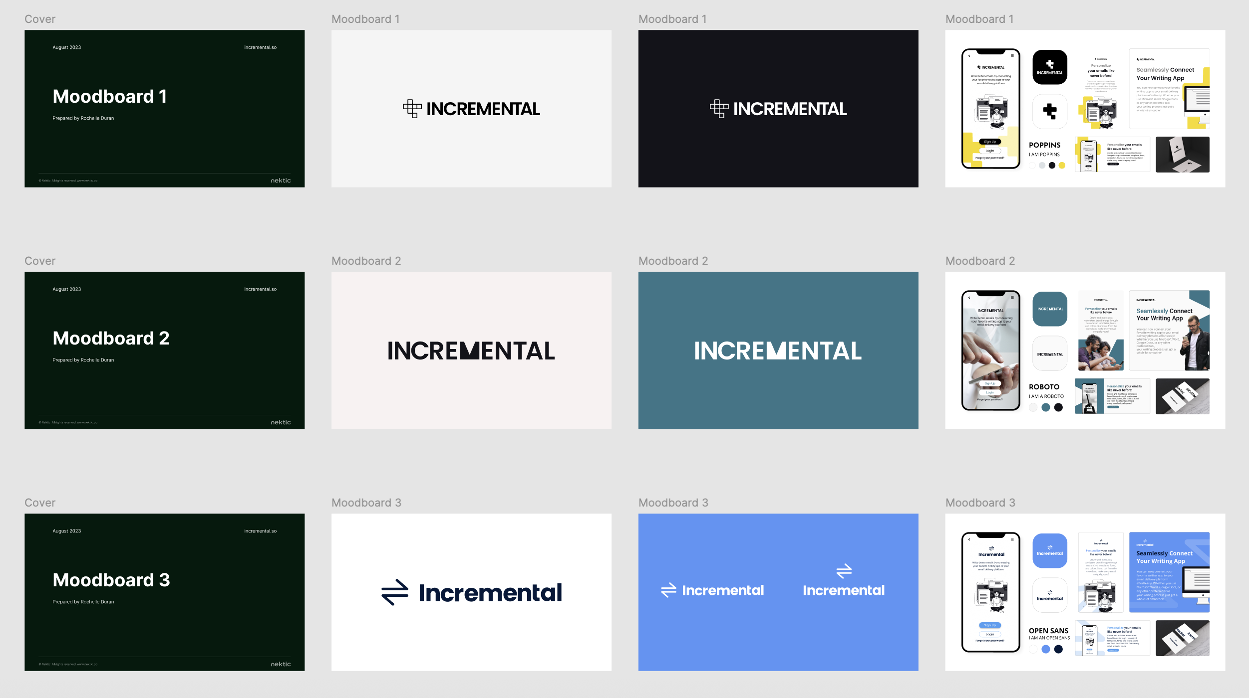 Incremental — brand design exploration moodboarding