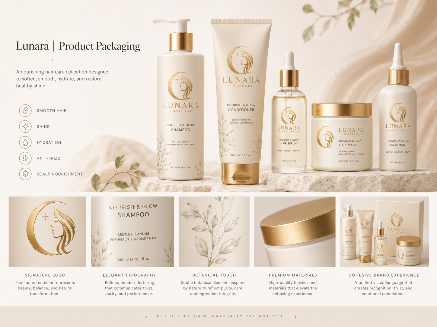 Lunara Haircare — Product Packaging