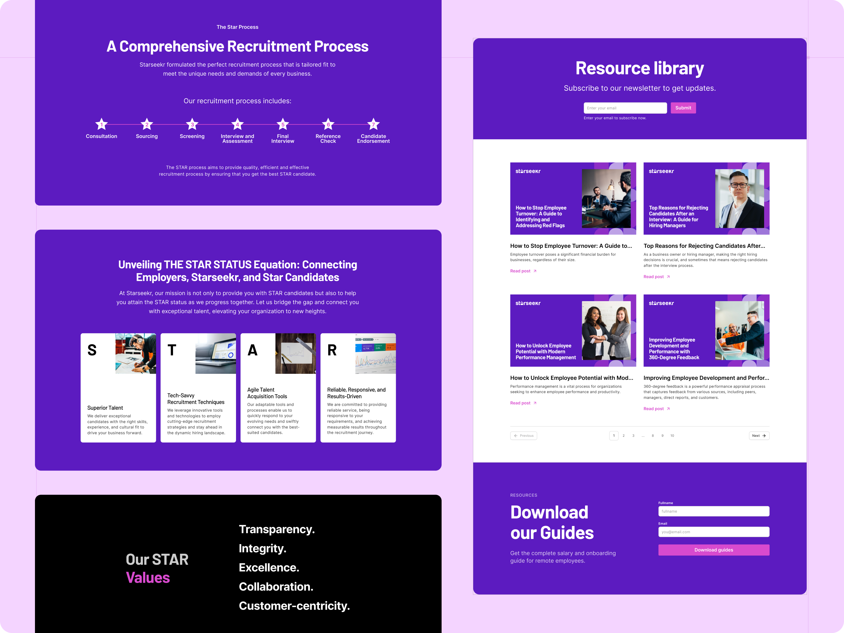 StarSeekr homepage — web, testimonials and pricing