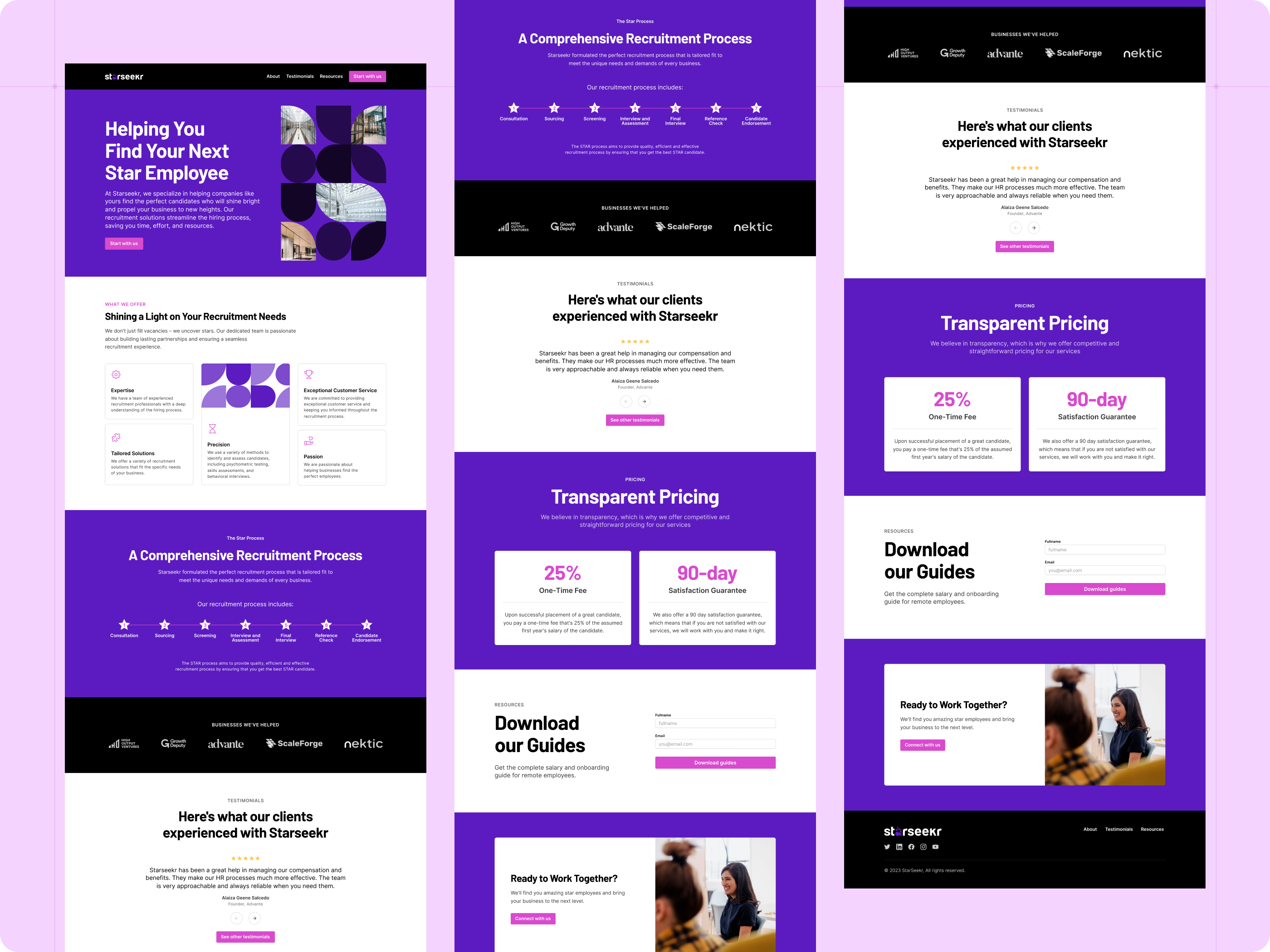 StarSeekr homepage — web, resources and CTA section